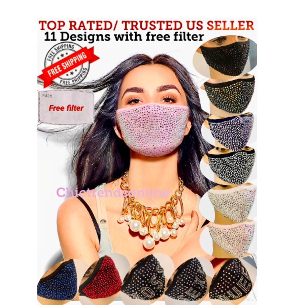 Bundle of 6 rhinestone masks with 6 filters